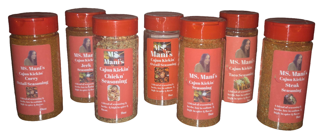 Ms. Mani's Cajun Kickin Seasoning 8 Pack Bundle